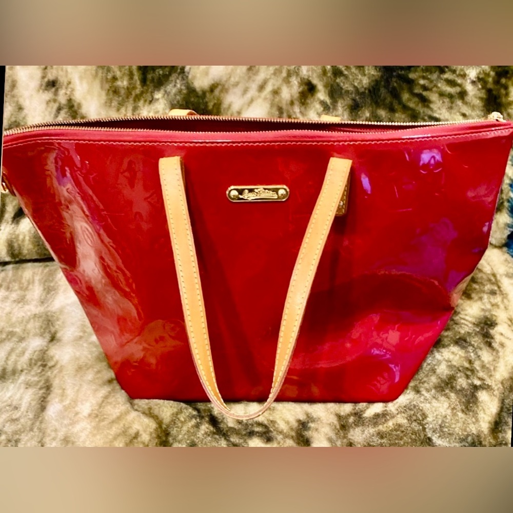 Louis Vuitton Monogram Vernis Brentwood Cherry Red Tote Great Preloved ✨